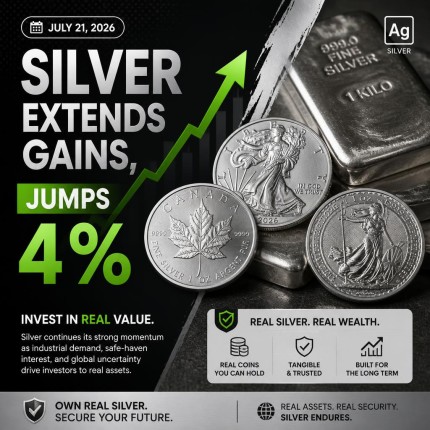 Silver extends gains, jumps 4%