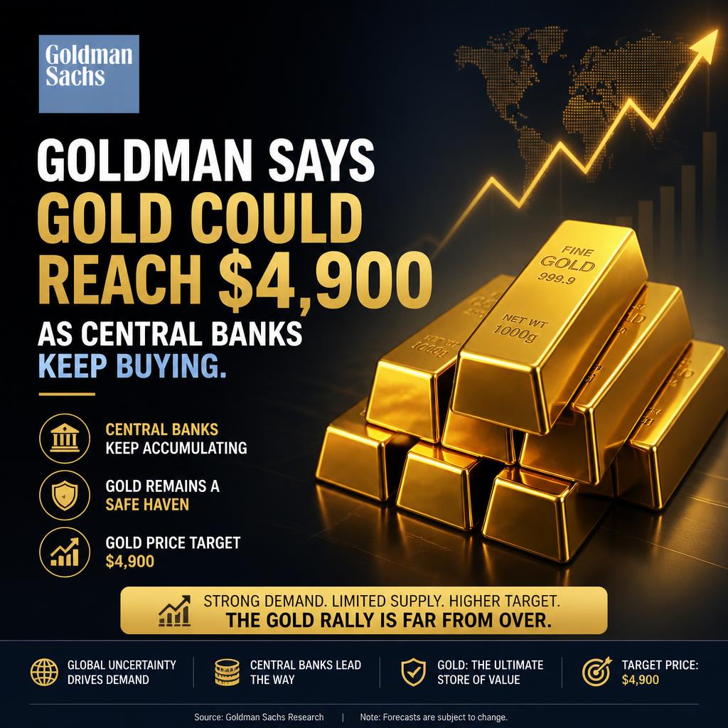 Goldman Says Gold Could Reach $4,900 as Central Banks Keep Buying