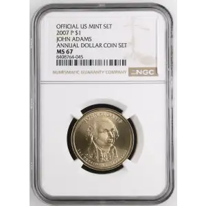 2007 JOHN ADAMS ANNUAL DOLLAR COIN SET OFFICIAL US MINT SET (2)