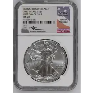 2017 W BURNISHED SILVER EAGLE FIRST DAY OF ISSUE (2)