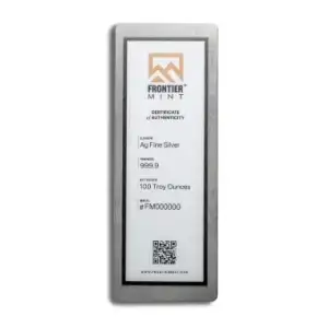 100 oz Silver Bar - Frontier Mint (Frosted)