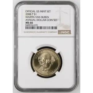 2008 MARTIN VAN BUREN ANNUAL DOLLAR COIN SET OFFICIAL US MINT SET (2)