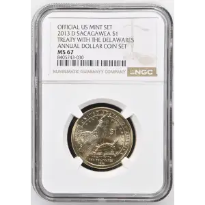 2013 D TREATY WITH THE DELAWARES ANNUAL DOLLAR COIN SET OFFICIAL US MINT SET (2)
