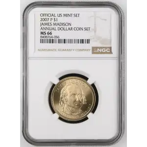 2007 JAMES MADISON ANNUAL DOLLAR COIN SET OFFICIAL US MINT SET (2)