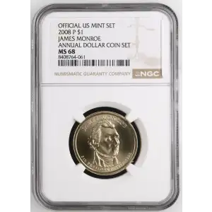 2008 JAMES MONROE ANNUAL DOLLAR COIN SET OFFICIAL US MINT SET (2)