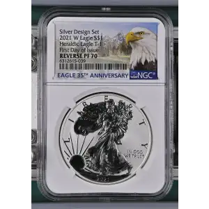 2021 W Heraldic Eagle T-1 First Day of Issue Silver Design Set (2)