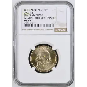 2007 JAMES MADISON ANNUAL DOLLAR COIN SET OFFICIAL US MINT SET (2)