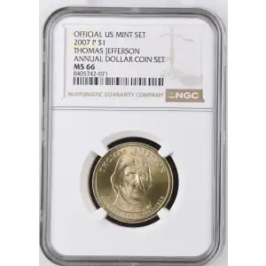 2007 THOMAS JEFFERSON ANNUAL DOLLAR COIN SET OFFICIAL US MINT SET (2)