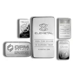 10 oz Silver Bar - Elemetal/APMEX/Provident/NTR/OPM