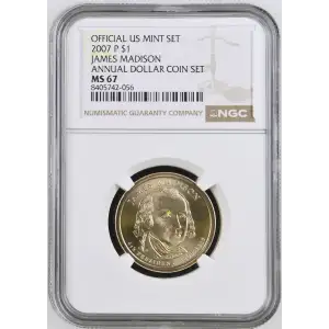 2007 JAMES MADISON ANNUAL DOLLAR COIN SET OFFICIAL US MINT SET (2)