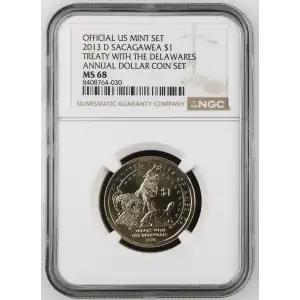 2013 D TREATY WITH THE DELAWARES ANNUAL DOLLAR COIN SET OFFICIAL US MINT SET (2)