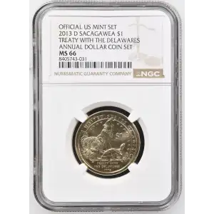 2013 D TREATY WITH THE DELAWARES ANNUAL DOLLAR COIN SET OFFICIAL US MINT SET (2)