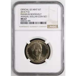 2014 FRANKLIN ROOSEVELT ANNUAL DOLLAR COIN SET OFFICIAL US MINT SET (2)