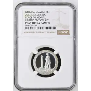 2013 S PEACE MEMORIAL LIMITED EDITION SET OFFICIAL US MINT SET ULTRA CAMEO (2)