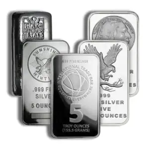 5 oz Silver Bar - Brand Varies (5)