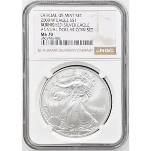 2008 W Burnished Silver Eagle NGC MS-70 ANNUAL DOLLAR COIN SET