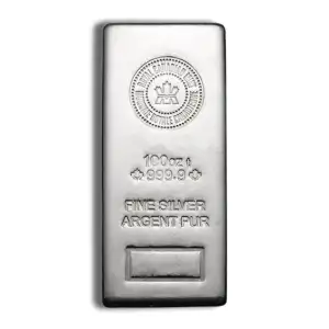 100oz Royal Canadian Mint (RCM) Silver Bar (3)
