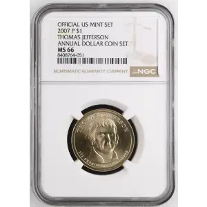 2007 THOMAS JEFFERSON ANNUAL DOLLAR COIN SET OFFICIAL US MINT SET (2)