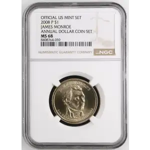 2008 JAMES MONROE ANNUAL DOLLAR COIN SET OFFICIAL US MINT SET (2)