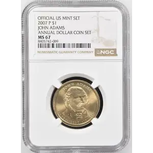 2007 JOHN ADAMS ANNUAL DOLLAR COIN SET OFFICIAL US MINT SET (2)