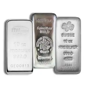 10 oz Silver Bar - Brand Varies (IRA Eligible)