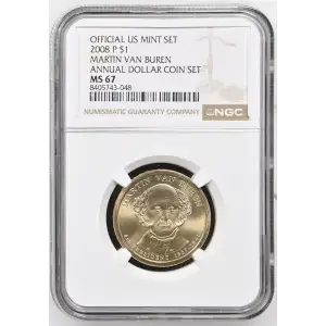 2008 MARTIN VAN BUREN ANNUAL DOLLAR COIN SET OFFICIAL US MINT SET (2)