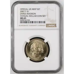 2007 JAMES MADISON ANNUAL DOLLAR COIN SET OFFICIAL US MINT SET (2)