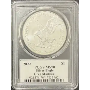 2022 $1 Silver Eagle Legends of Life Greg Maddux  Greg Maddux