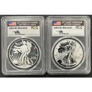 2013-W $1 Enhanced Silver Eagle Mint Engraver Series Mercanti West Point Mint Set (2)