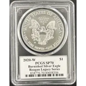 2020 W Burnished Silver Eagle PCGS SP-70 Reagan Legacy Series (2)
