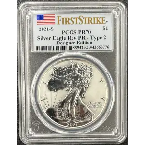 2021-S $1 Silver Eagle Rev PR - Type 2 Designer Edition - First Strike