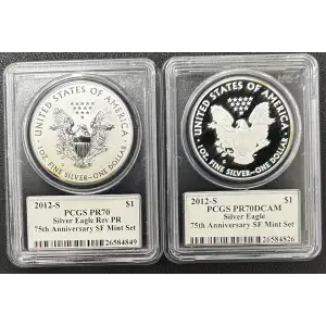 2012-S $1 Silver Eagle 75th Anniversary SF Mint Set, DCAM