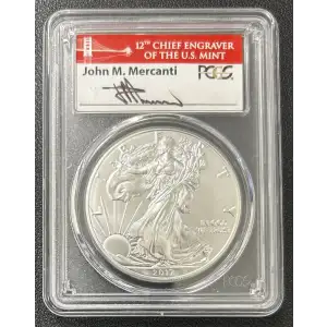 2017-W $1 Burnished Silver Eagle First Strike Mercanti SF Signature