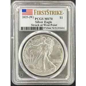 2025-(W) $1 Silver Eagle Struck at West Point First Strike