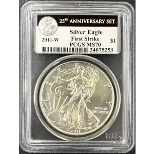 2011-W $1 Burnished Silver Eagle 25th Anniversary Set First Strike (2)