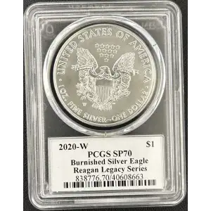 2020 W Burnished Silver Eagle PCGS SP-70 Reagan Legacy Series