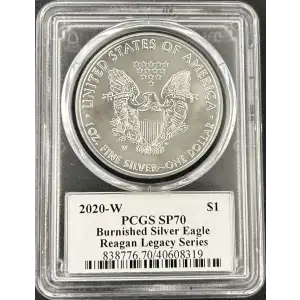 2020 W Burnished Silver Eagle PCGS SP-70 Reagan Legacy Series