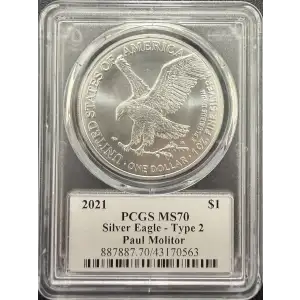 2021 $1 Silver Eagle - Type 2 Legends of Life Paul Molitor Paul Molitor (2)