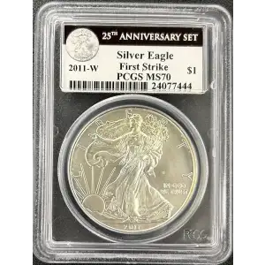 2011-W $1 Burnished Silver Eagle 25th Anniversary Set First Strike