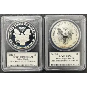 2012-S $1 Silver Eagle 75th Anniversary SF Mint Set, DCAM