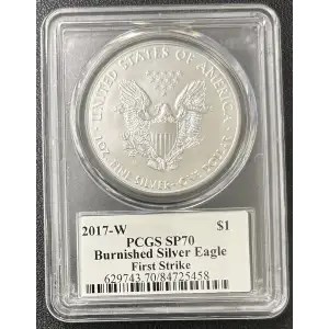 2017-W $1 Burnished Silver Eagle First Strike Mercanti SF Signature