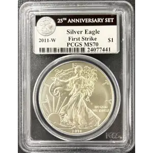 2011-W $1 Burnished Silver Eagle 25th Anniversary Set First Strike