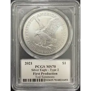2021 $1 Silver Eagle - Type 2 First Production Legends of Life Ted Simmons Ted Simmons