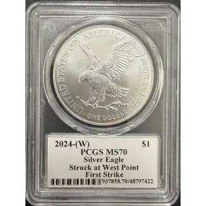 2024-(W) $1 Silver Eagle Struck at West Point First Strike John Dannreuther
