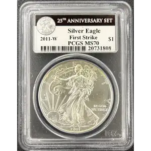 2011-W $1 Burnished Silver Eagle 25th Anniversary Set First Strike