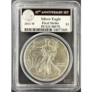 2011-W $1 Burnished Silver Eagle 25th Anniversary Set First Strike