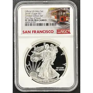 2018 S Proof Silver Eagle NGC PF-70 LIMITED EDITION SET OFFICIAL US MINT SET FIRST DAY OF ISSUE ULTRA CAMEO (2)
