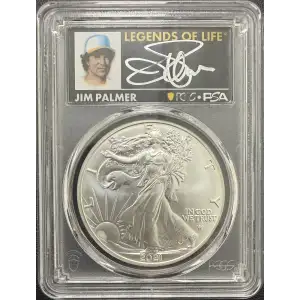 2021 $1 Silver Eagle - Type 2 First Production Legends of Life Jim Palmer  Jim Palmer (2)