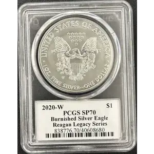 2020 W Burnished Silver Eagle PCGS SP-70 Reagan Legacy Series