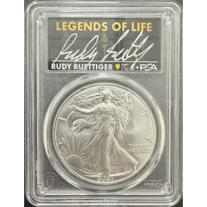2021 $1 Silver Eagle - Type 2 First Production Legends of Life Rudy Ruettiger Rudy Ruettiger